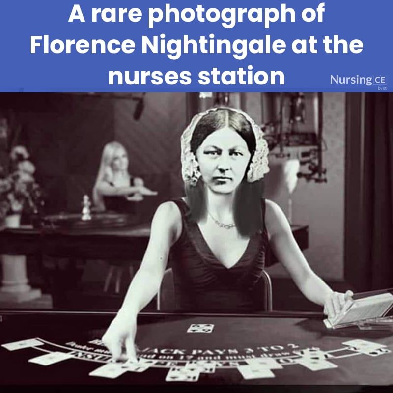 A rare photograph of  Florence Nightingale at the nurses station